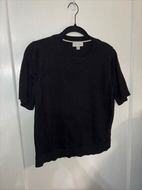 Free Assembly Black Short Sleeve Crewneck Knit Top